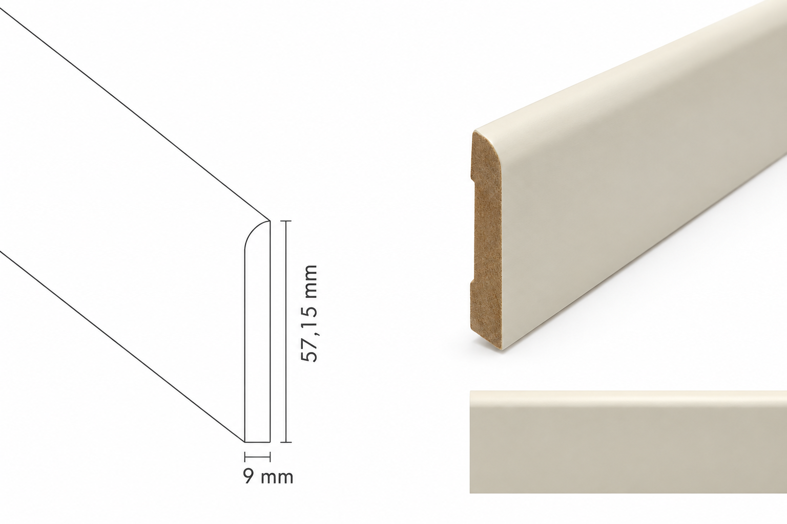 Zocalo Madera MDF 406 - 2.40M X 5.8Cm X 9mm — foto 2